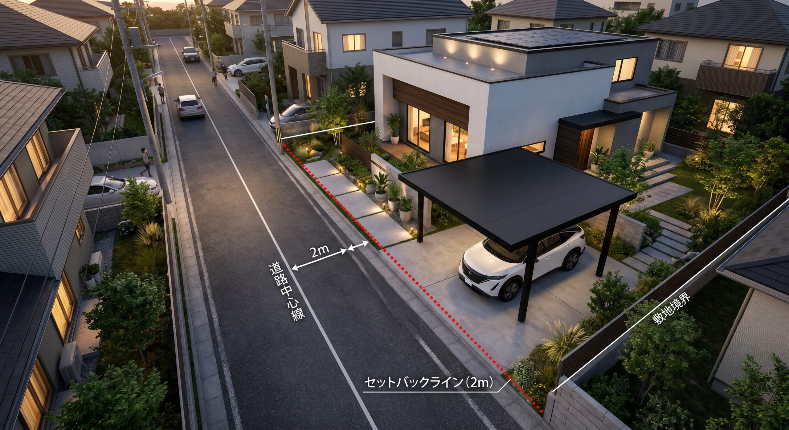 前面道路が4m未満の家必見！セットバックとカーポート設置の注意点